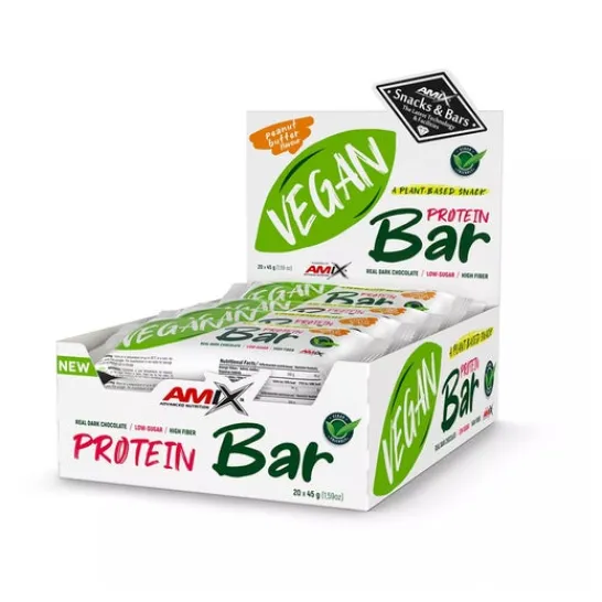 Amix Vegan Protein Bar Crema de Cacahuete 20x45g