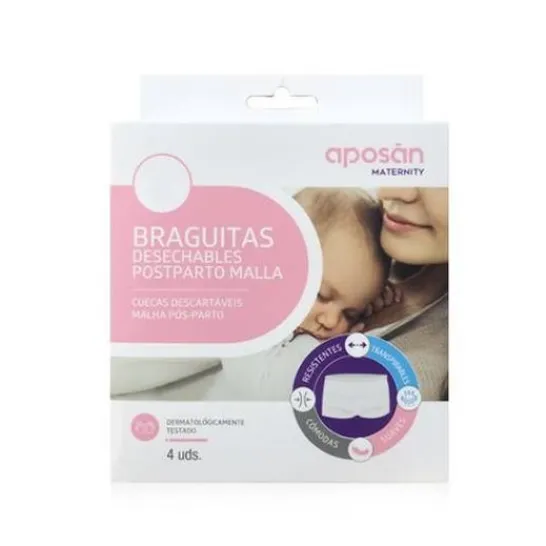 APOSAN Aposán Braguitas Desechables Postparto Malla Talla L 4uds