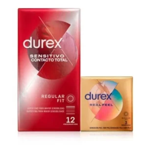 Durex ™ Sensitive total contact 12uts + ™ Real Feel 3uts