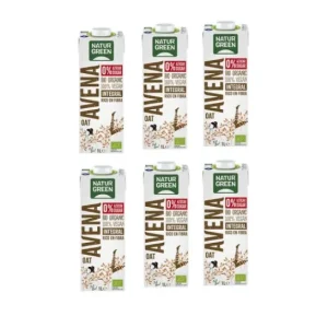 NATURGREEN Pack Bebida de Avena Integral 0% Azúcares Bio 6x1L