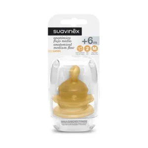 Suavinex ™ Anatomical latex nipple with wide mouth M +6M 2uts orifice